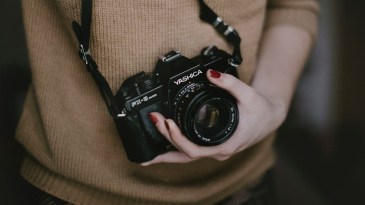 Woman holding a camera