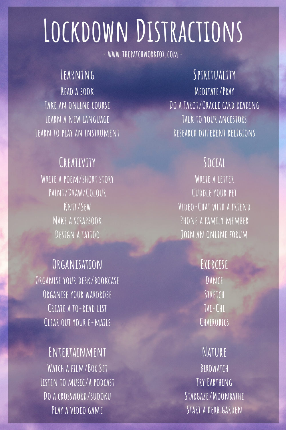 Lockdown Distractions (thepatchworkfox.com)