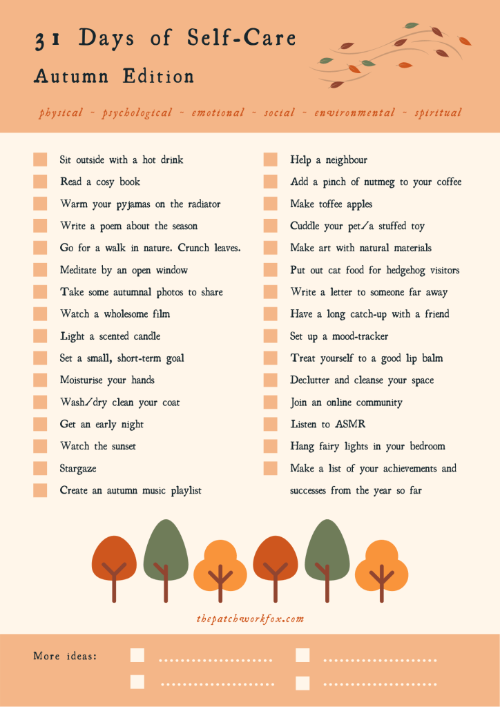 31 Days of Self-Care: Autumn Edition (thepatchworkfox.com)